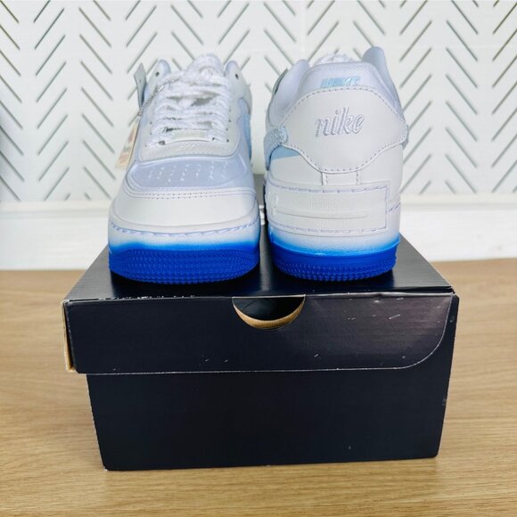 ❤️Rare Nike Air Force 1 Shadow Womens Shoes Sz 7.5 White Blue Sneaker FJ4567-100 - Picture 7 of 12